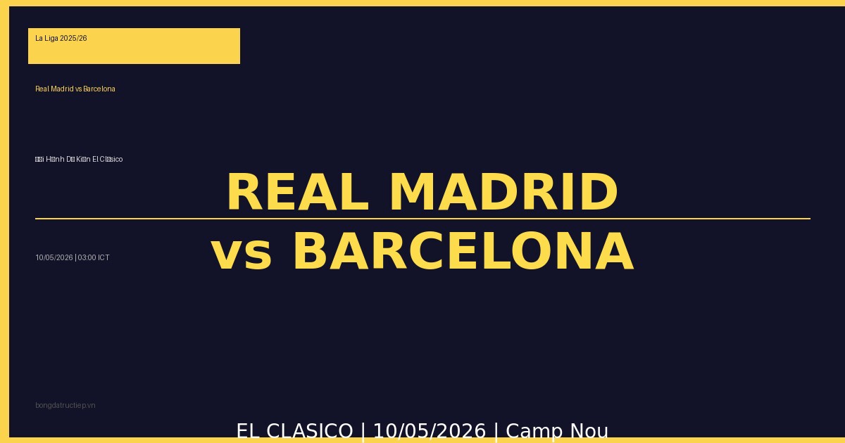 Đội hình dự kiến El Clásico Real Madrid vs Barcelona ngày 10/5/2026 tại Camp Nou