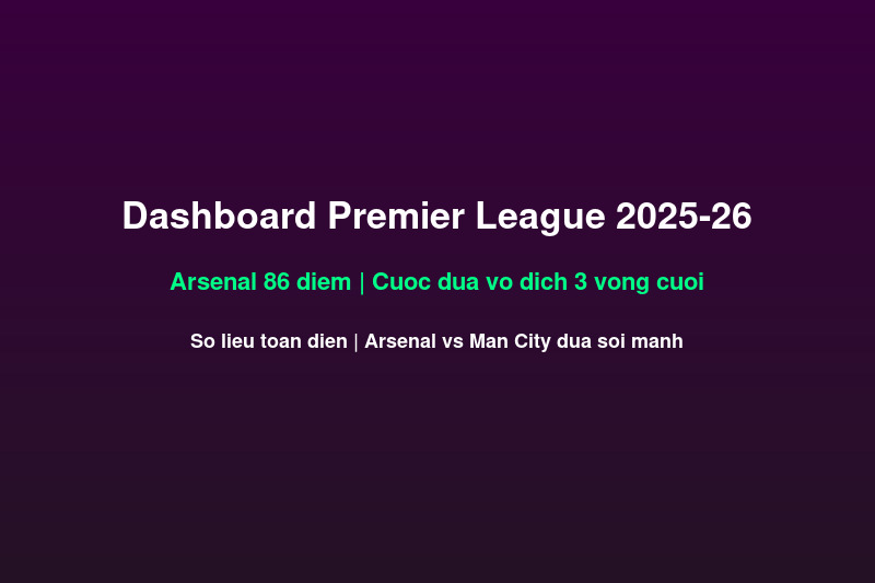 Dashboard Premier League 2025-26 Arsenal 86 diem cuoc dua vo dich 3 vong cuoi